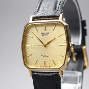 Vintage 1988 [NEAR MINT] SEIKO DOLCE 7731-5120 Gold Quartz Watch From JAPAN